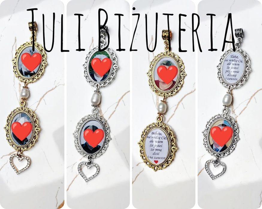 Medalion do bukietu ślubnego ze zdjęciem wesele panna młoda pan slubne