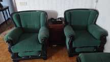 Sofá-cama, com colchão, 2 poltronas e capas