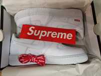 AF1\Powietrze*airDamskieNikeForce1SupremeWhite UnisexTrampki Rozm.37.5