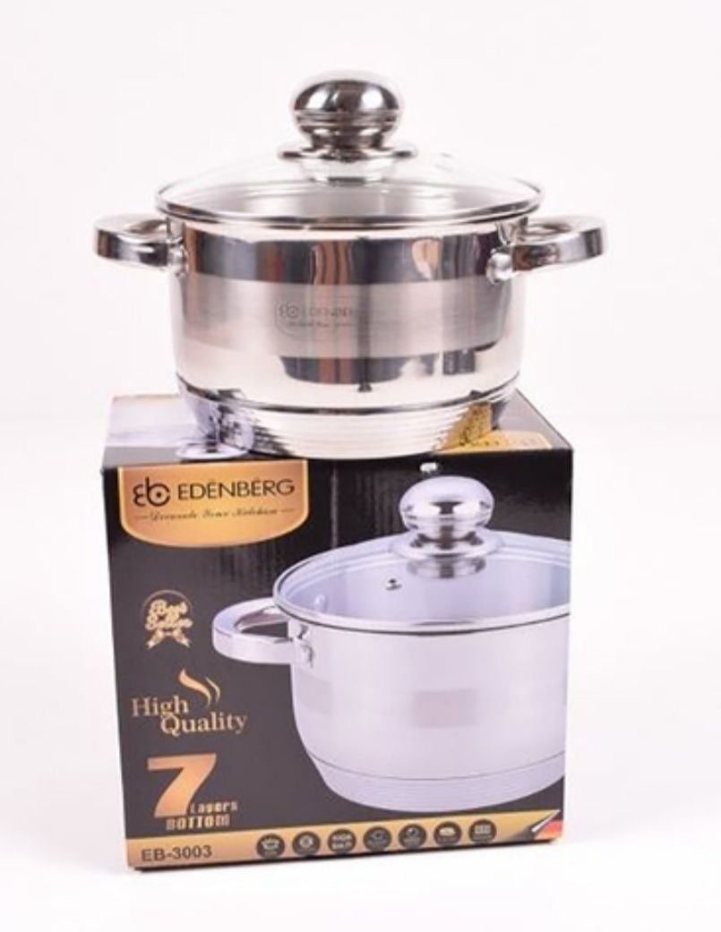 Кастрюля из нержавеющей стали с крышкой 1.9 л Edenberg EB-3003