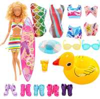 Ubranka Dla Lalek Barbie Stroje kąpielowe + Akcesoria Plażowe