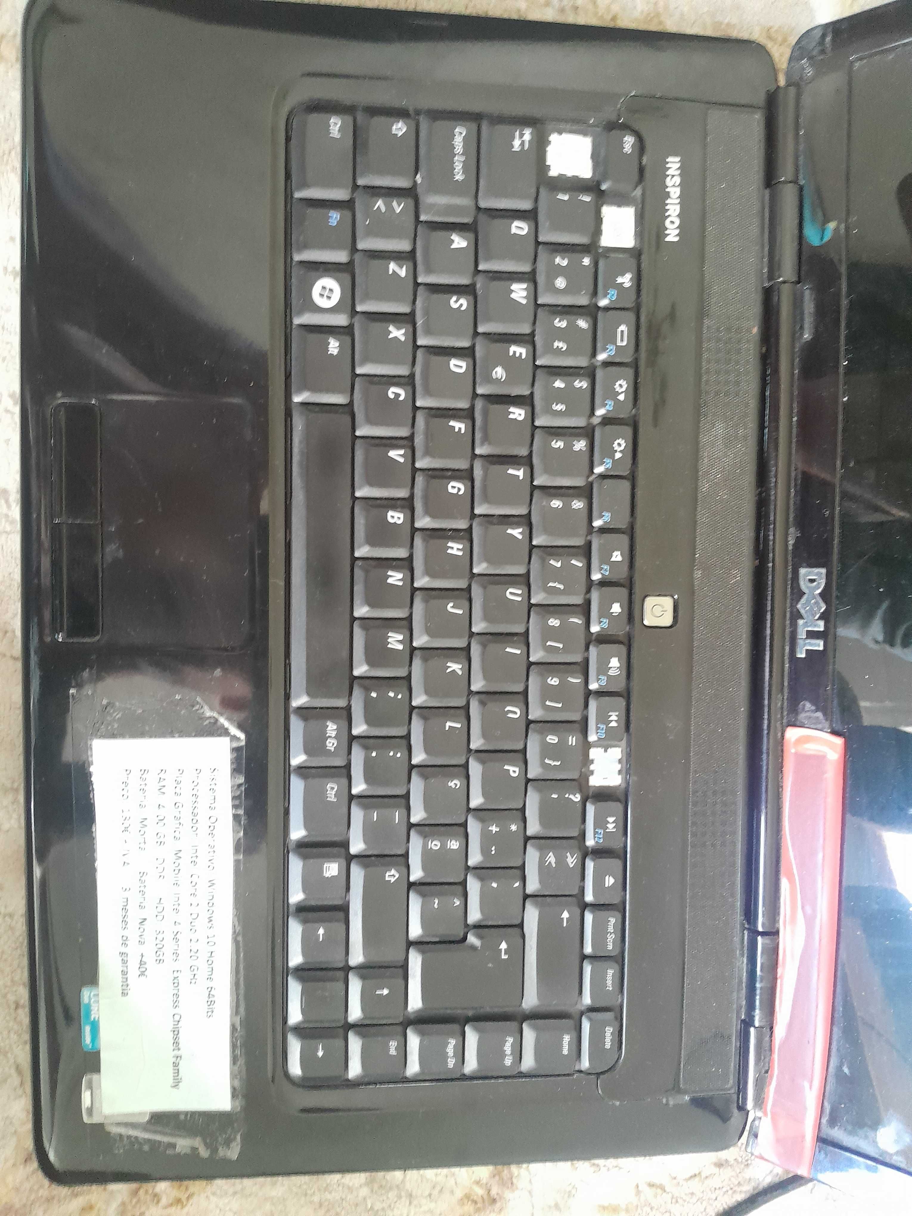 Portátil Dell para peças. Windows 10 Home, 64 bits, sem bateria.
