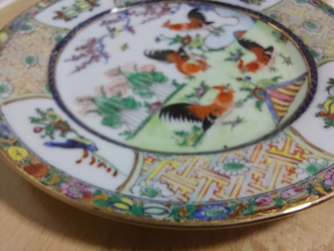 Vintage chiński porcelanowy talerz porcelanowy, ręcznie malowany
