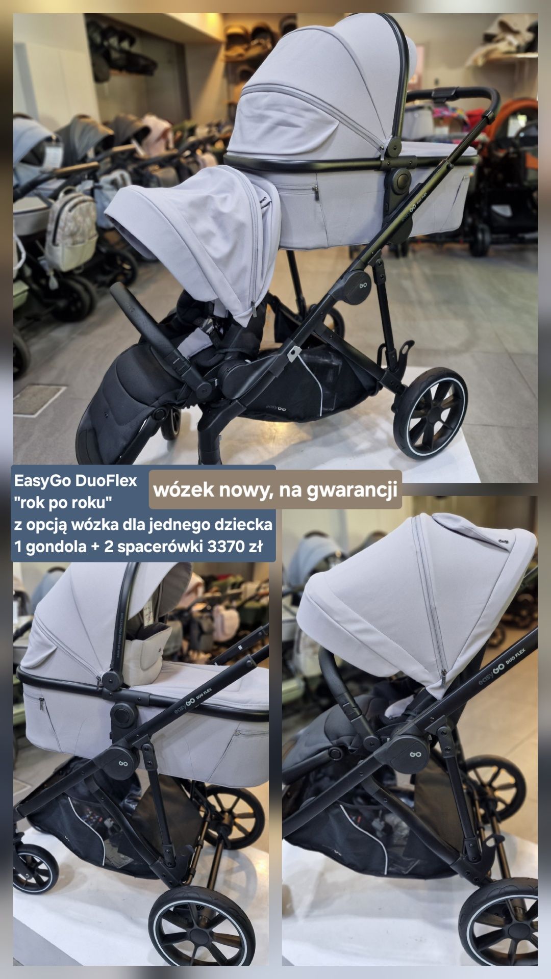 Wózek bliźniaczy rok po roku podwójny dla bliźniaków EasyGo Duoflex