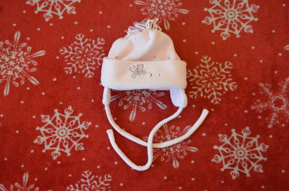 śliczne ZIMOWE CZAPECZKI niemowlęce 0-6m CIEPŁE czapka czapeczka