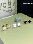 Золотые Серьги VanCleef 1:1 Sweet Alhambra Перламутр, Бирюза, Оникс