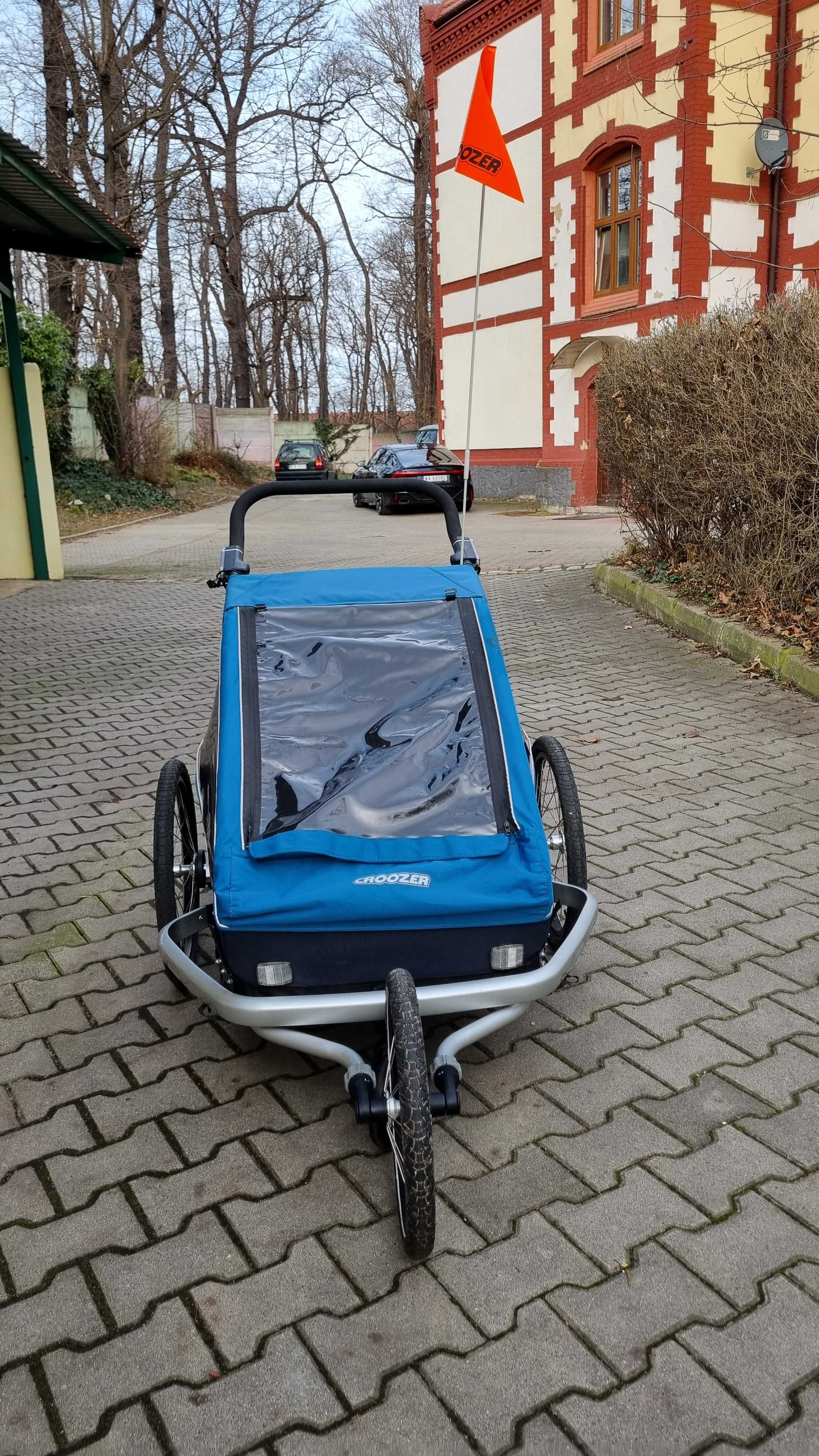 Przyczepka rowerowa croozer kid plus 2, amortyzacja + akcesoria