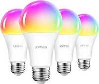 ANWIO Żarówka LED Smart Wifi E27 12W 4 szt. RGB