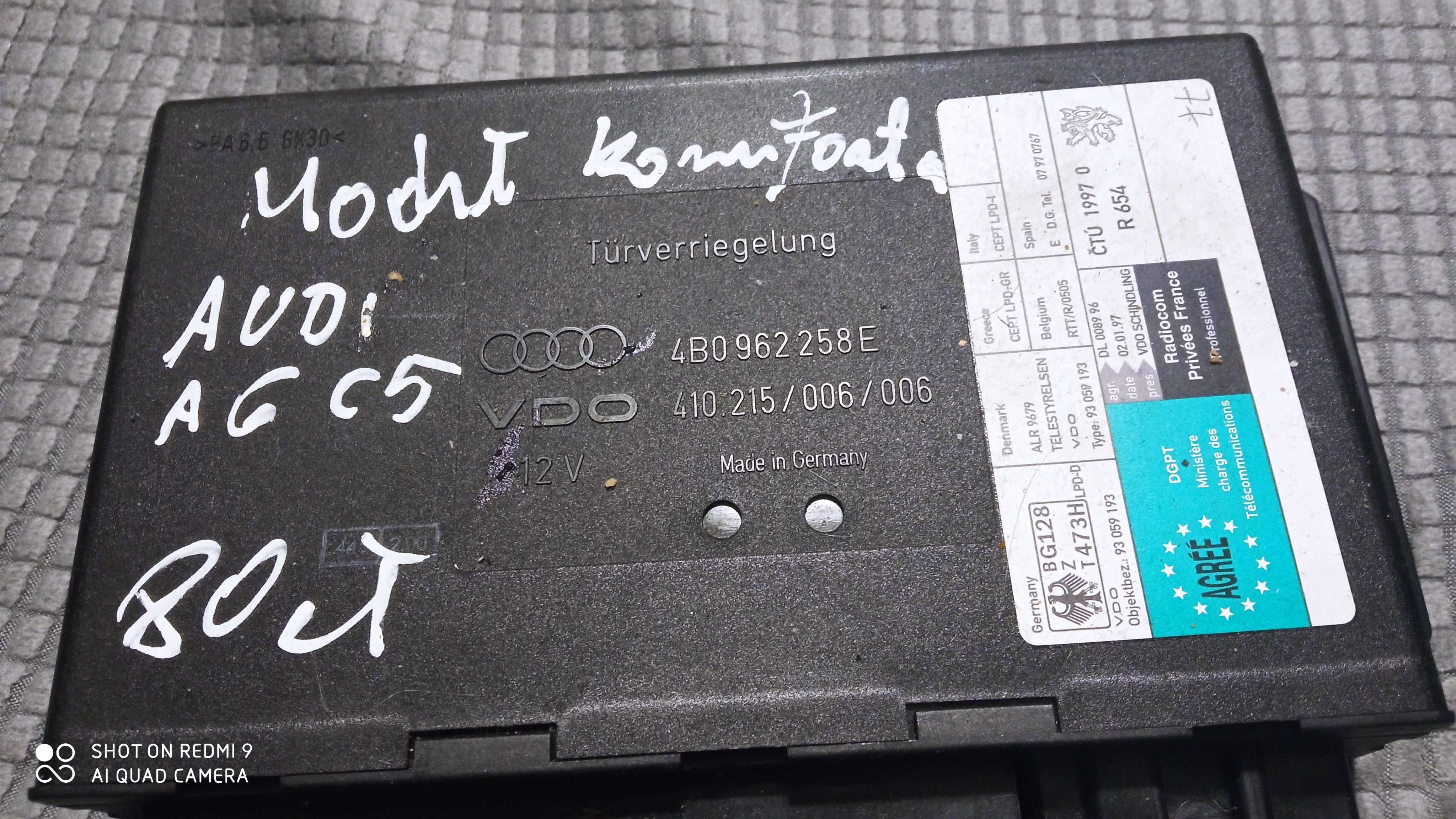 Moduł komfortu Audi A6 C5 VDO 4B0.962258E, 258 E