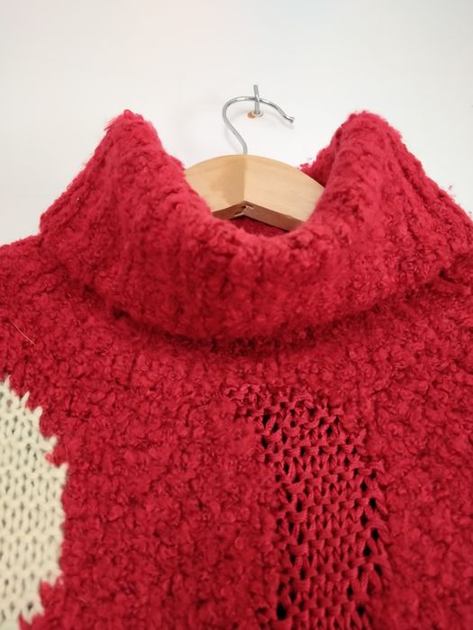 Ciepły gruby czerwony sweter golf damski r. 38 vintage retro