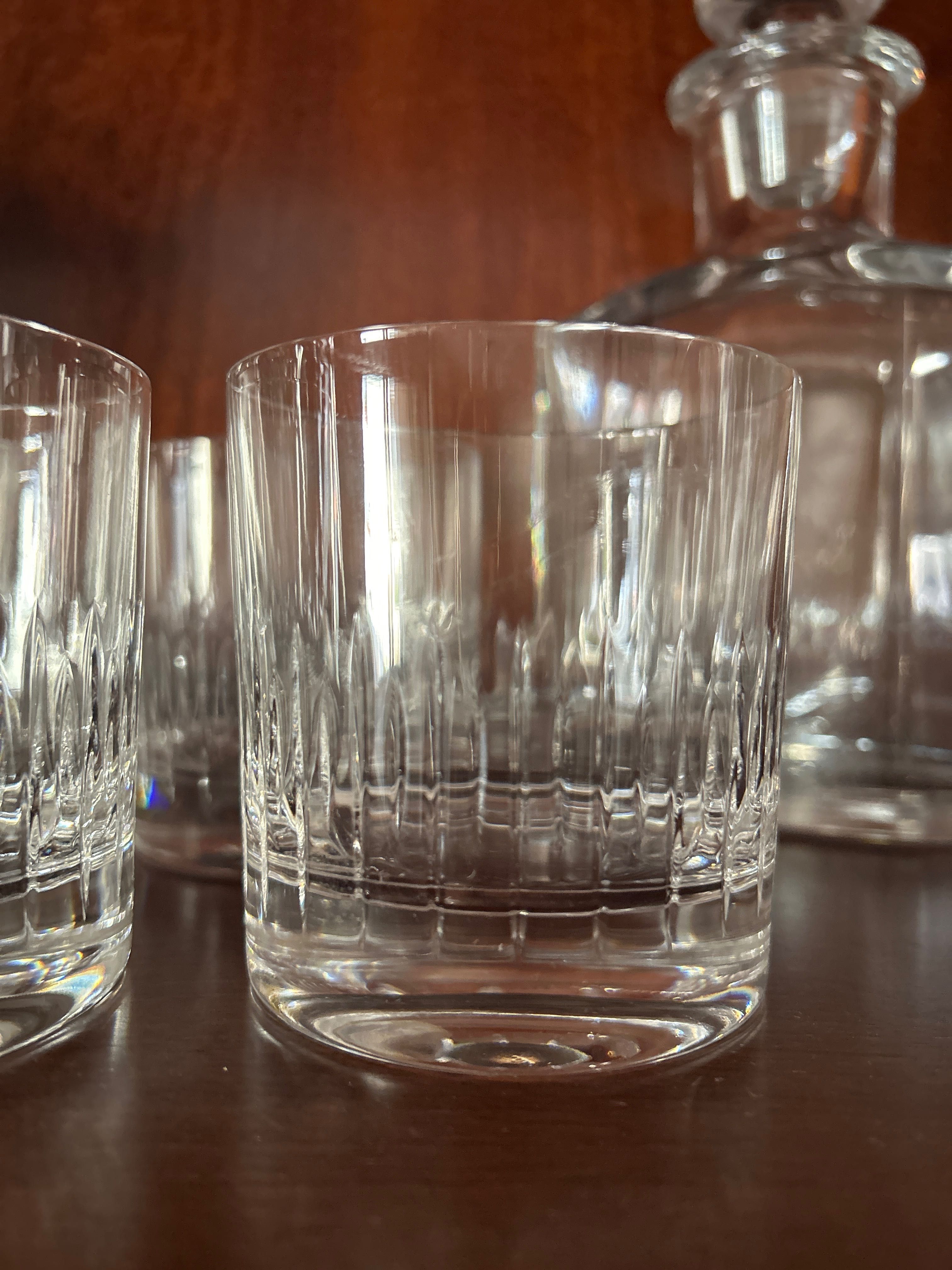 Conjunto de 6 copos whisky + garrafa + balde de gelo cristal Atlantis