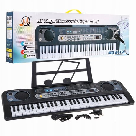 Keyboard - organy MQ-6119L z podświetlanymi klawiszami i zasilaczem