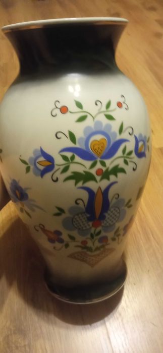 Wazon Lubiana 40cm kaszubski wzór ludowy PRL kwk Makoszowy
