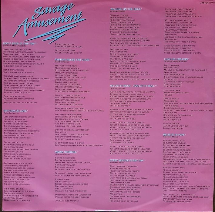 Vinil / Lp - Scorpions - Álbum "savage amusement" de 1988