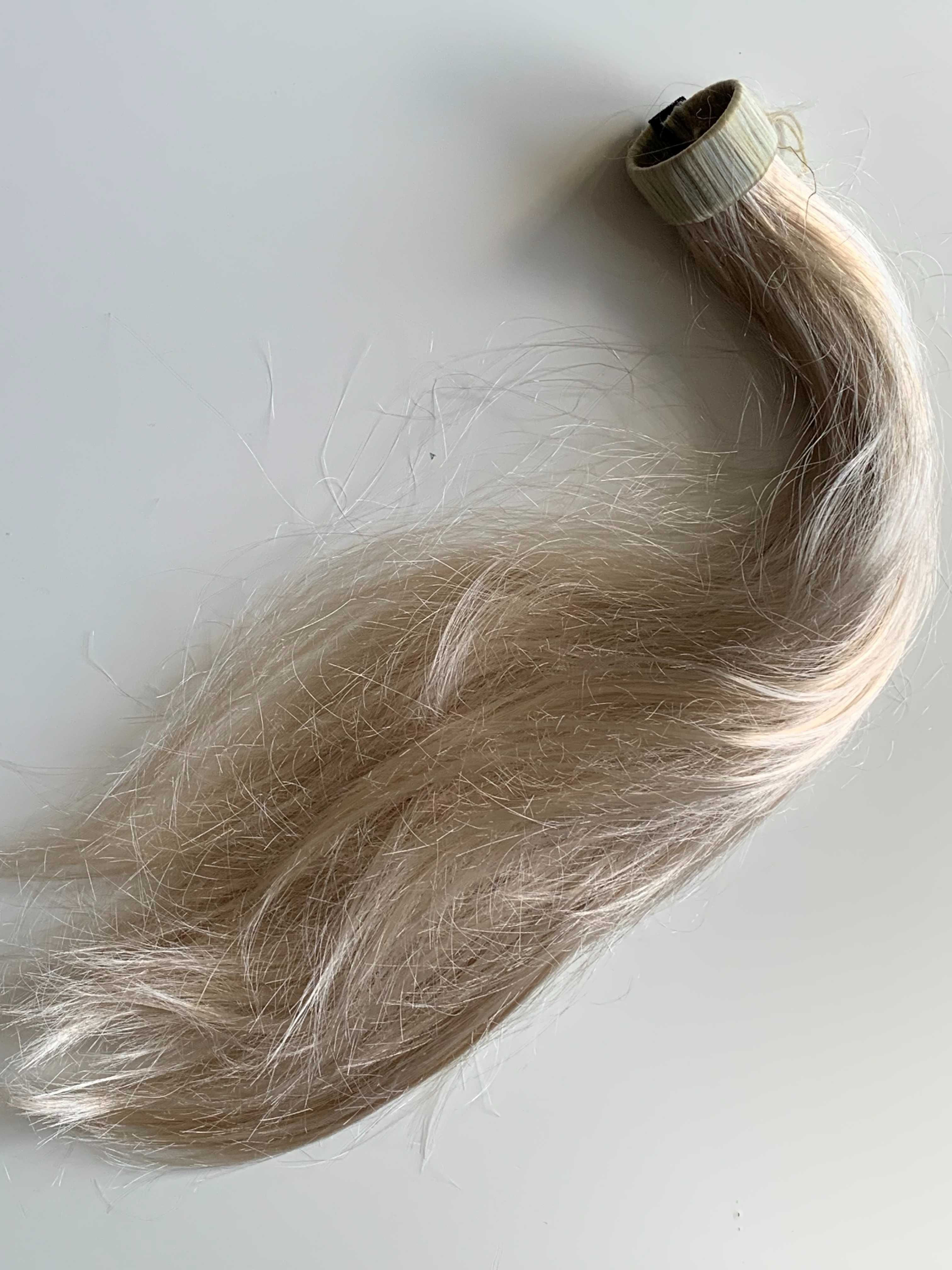 Śliczne włosy doczepy blond kitka 50cm peruka