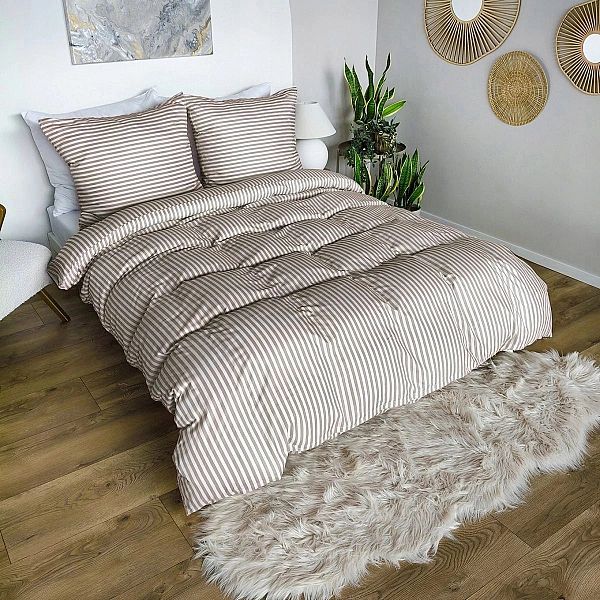 Pościel 140x200 MIKROFIBRA poszewka 70x80 KOMPLET Eusebia Home W PASY