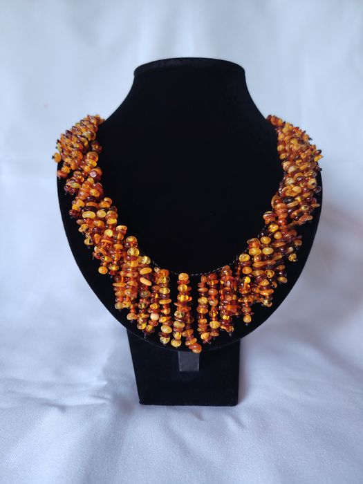 Korale Naszyjnik Bursztyn Bałtycki Szlifowany Kolia sople