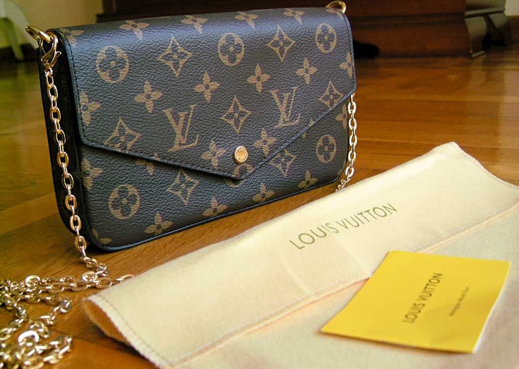 LV Louis Vuitton torebka  z łańcuszkiem skórzana