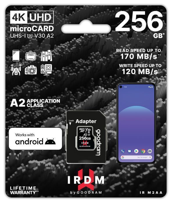 Karta pamięci micro sd GOODRAM IRDM - 256GB z adapterem UHS I U3 V30