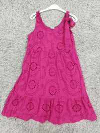 Sukienka różowa z gipiura