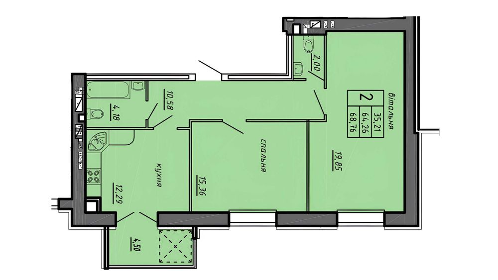 Продаж 2-кімнатної квартири від забудовника, район Бам