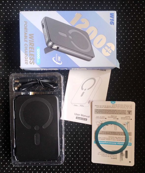 Power Bank W16, 12000 mAh, kompatybilna z Magsafe, 22,5 W do iPhone'a