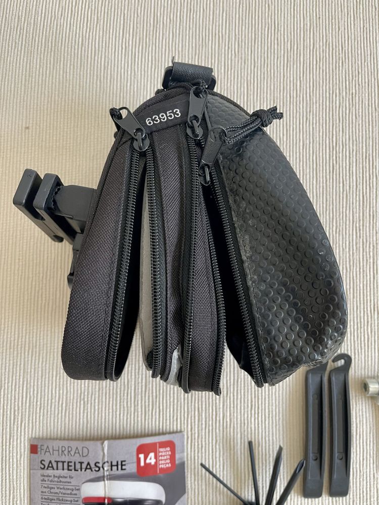 Bolsa de slim bicicleta c/ ferramentas reparação