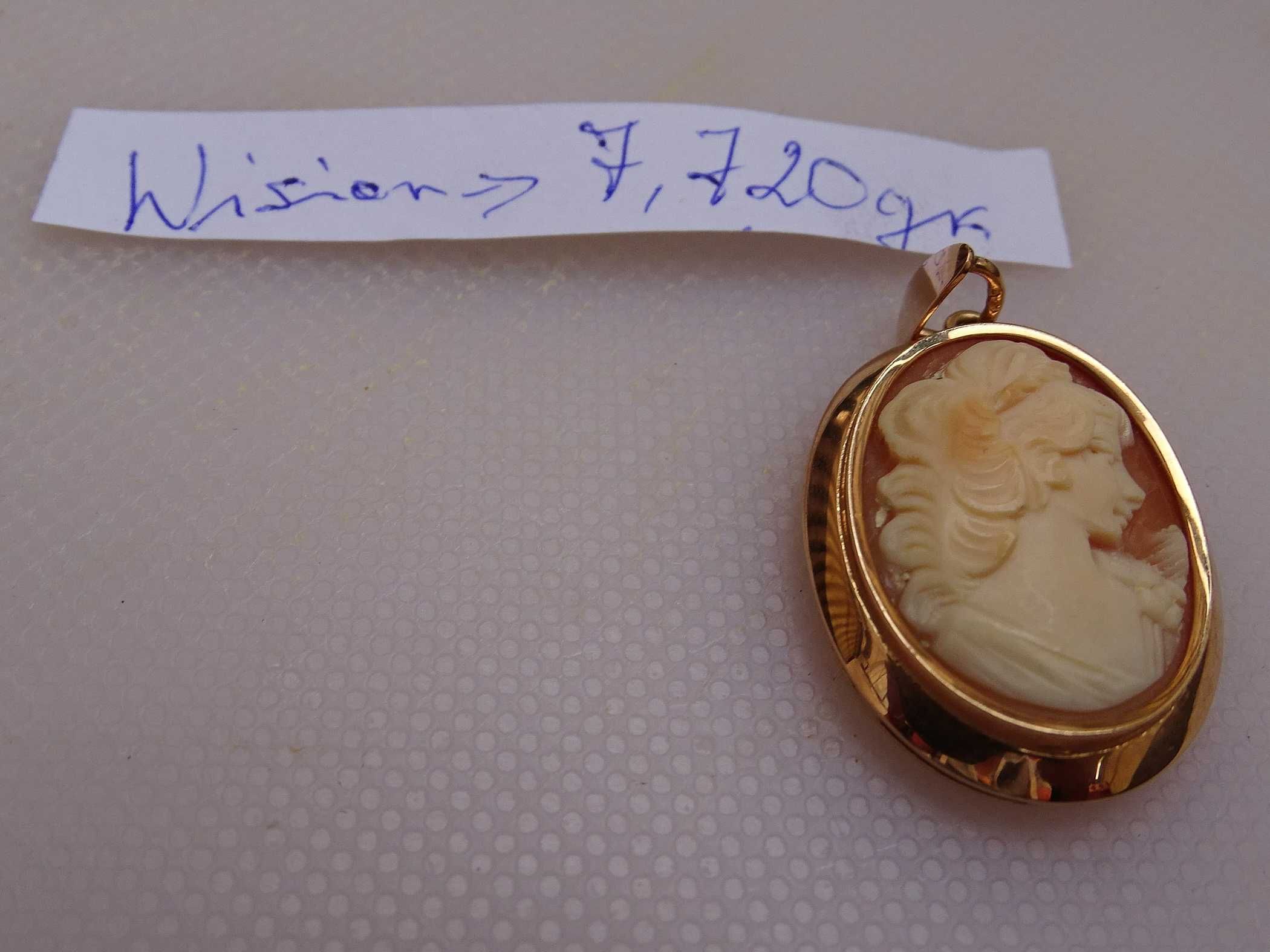 Złota biżuteria, komplet: wisiorek i pierścionek, Pani Walewsk, okazja