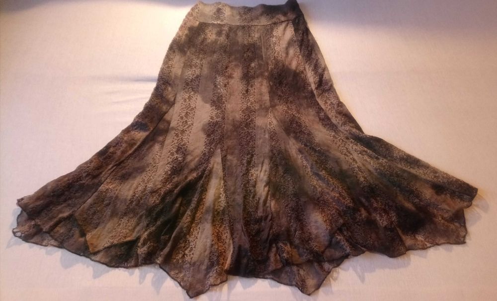 Спідниця довга з підкладкою 44-46 розкльошена колір кавово-коричневий