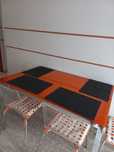 Mesa de cozinha com tampo de vidro + 4 cadeiras