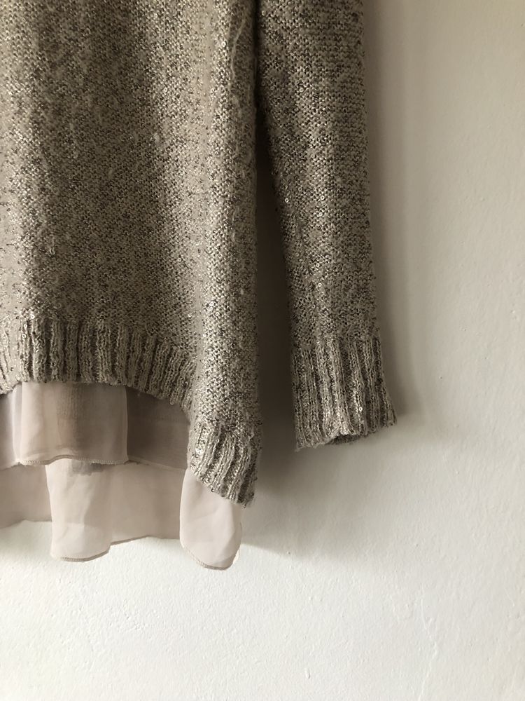 Sweter sweterek the limited S bdb błyszczący cekiny podszewka serek