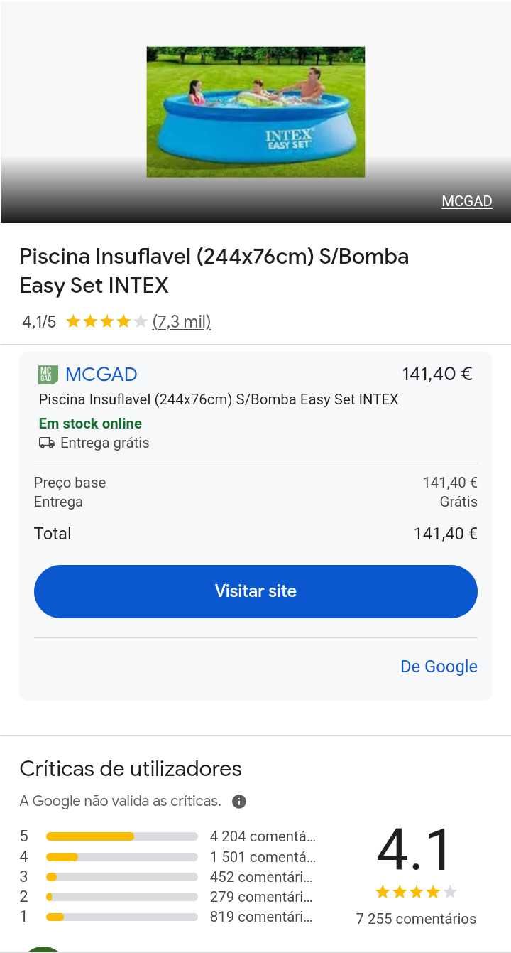 Piscina insuflável Intex