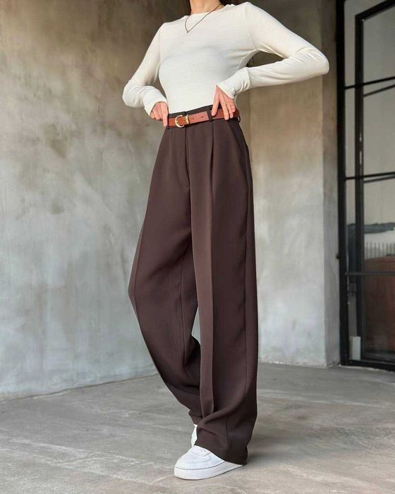 Жіночі класичні брюки палаццо прямі ділові штани