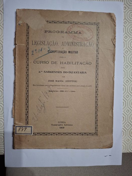 Raro livro militaria portugal 1909