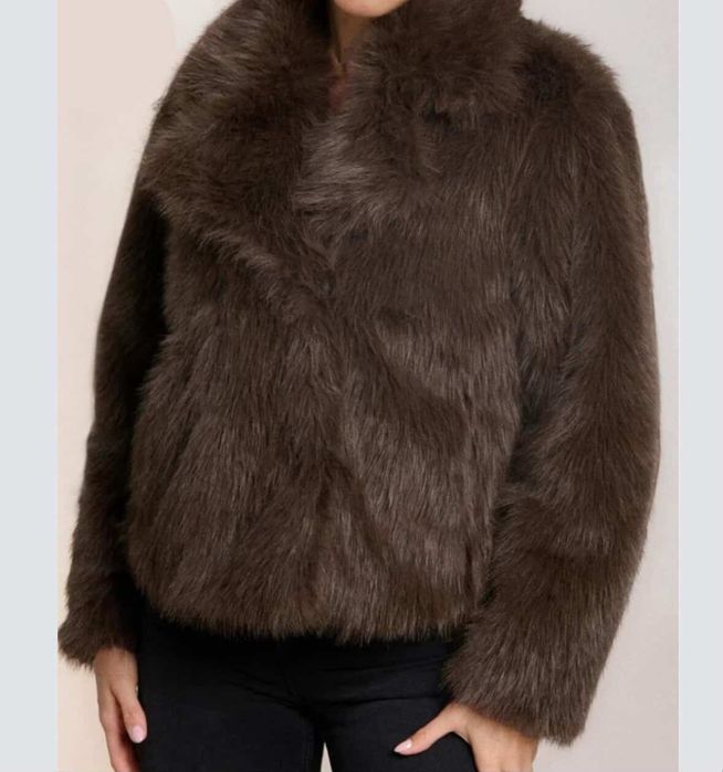 Нова декоративна  укорочена шубка з еко хутра Як ZARA