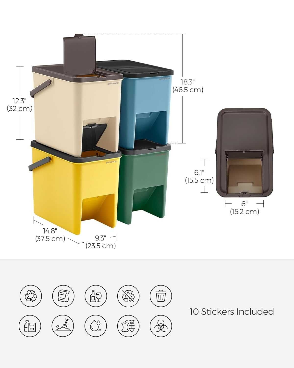 Nowy kosz do recyklingu / pojemnik / 3szt / 20L / śmietnik !A616!