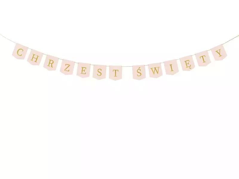 Baner Chrzest Święty jasny różowy 2m. PartyDeco