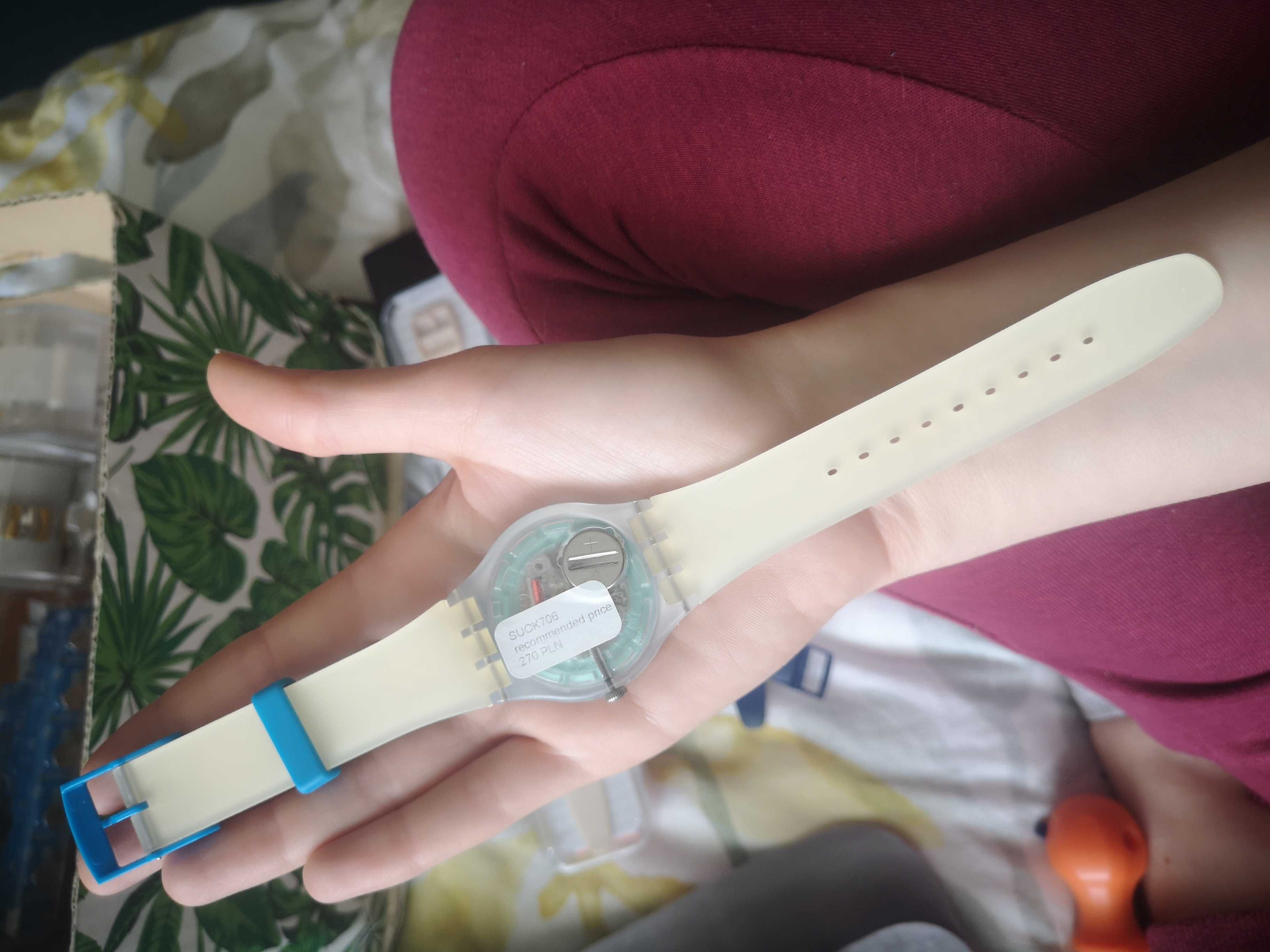 Nowy Zegarek swatch new gent niebieski beżowy plaża