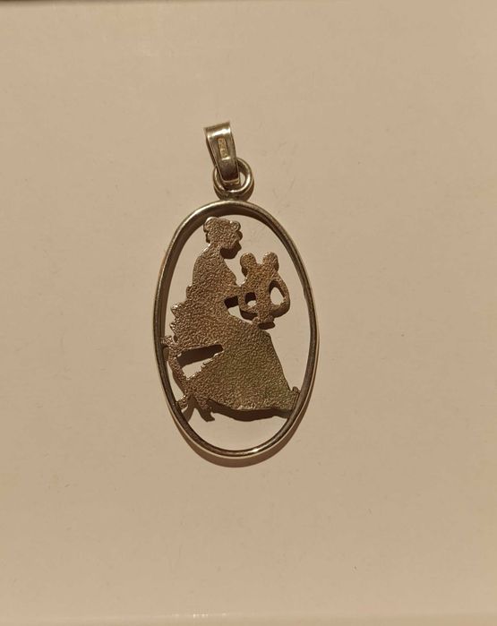 Stary srebrny wisiorek zawieszka ze srebra harfistka vintage retro