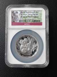 Срібна монета у слабі Коала Австралія Koala 1 долар 2013 NGC PF69