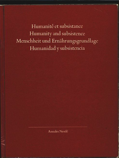 Humanidade e Subsistência de Annales Nestlé muito atual de 1966
