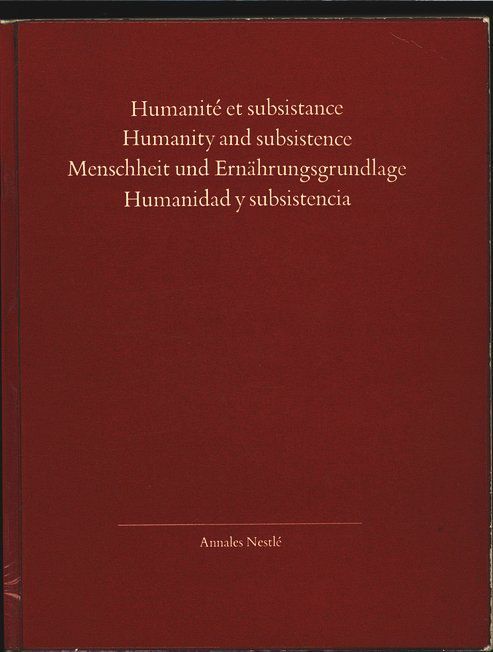 Humanidade e Subsistência de Annales Nestlé muito atual de 1966