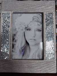 Ramka srebrna z lustrzaną mozaiką na zdjęcia błyszcząca Glamour nowa