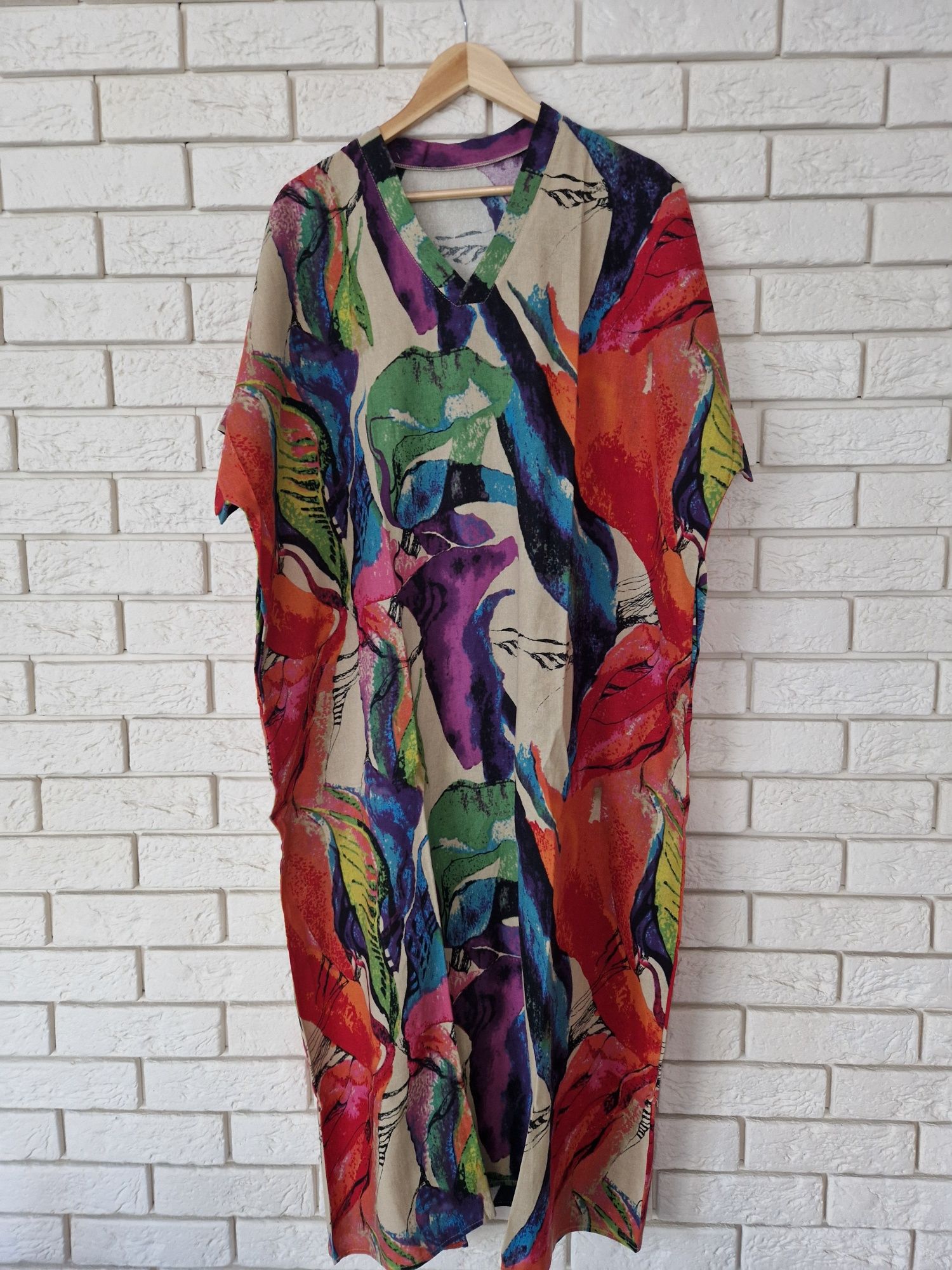 Lniana sukienka oversize i 100% len XXL 44 XL 42 Plus Size boho