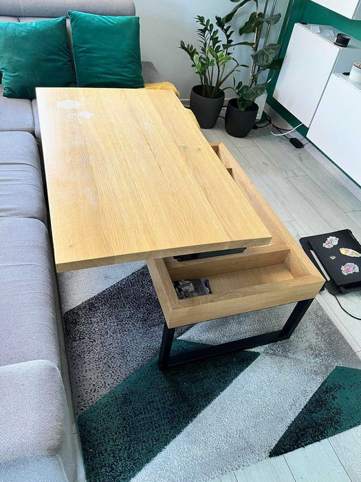 Dębowa ława Smart Home z podnoszonym blatem LOFT