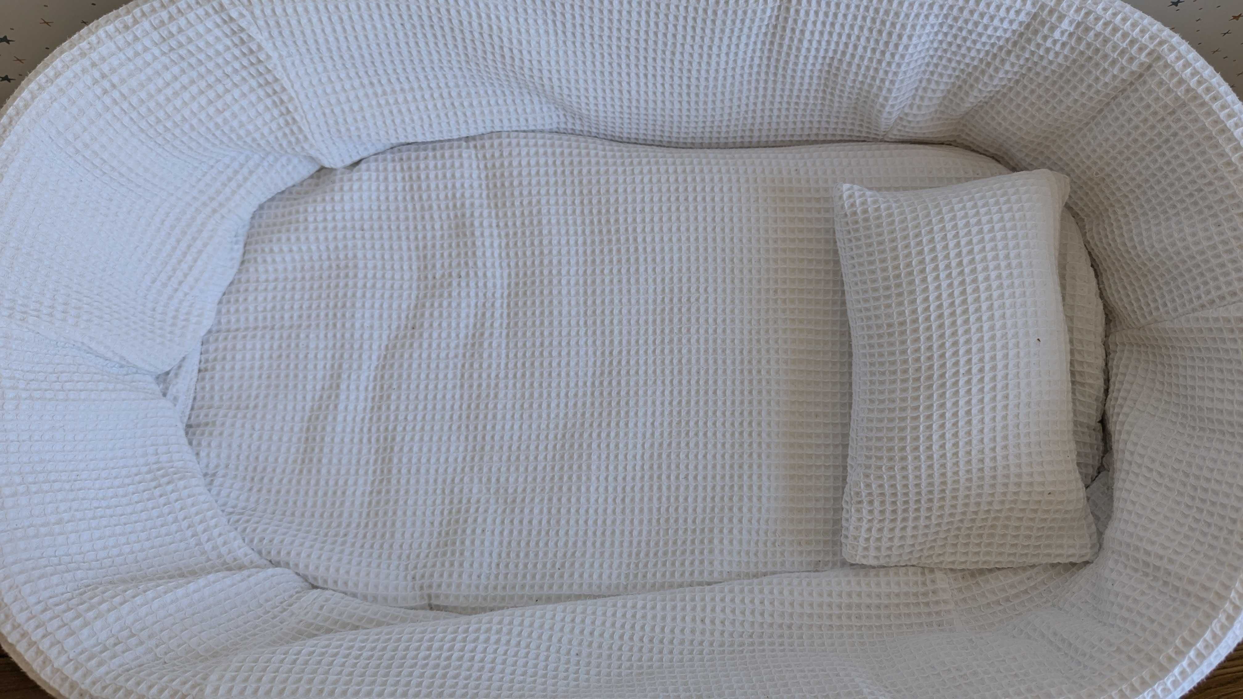 Alcofa Verga Natural com colchão, pés e rodas