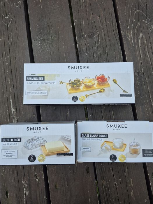 Smukee szklane cukiernice stylowe glamour nowe piękne przykrywka