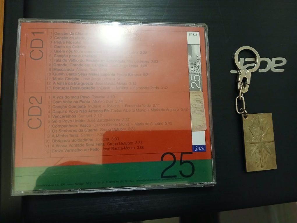 Porta chaves 25 de Abril e CD 25 de abril  canções