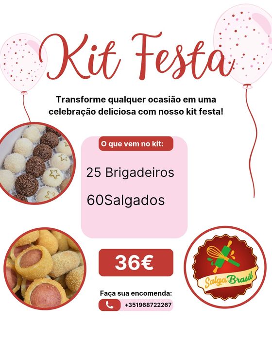 Kit Festa Salgadinhos doces e Bolo