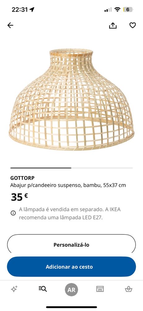 Conjunto candeeiros gottorp ikea